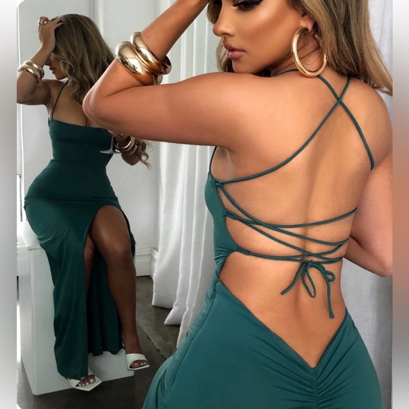 babyboo Dresses & Skirts - Babyboo Teal Strappy Backless Dress XS NWOT